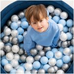 PLUSH NEST Loptice za bazen promjera 6 cm – 200 kom – biserne, srebrne i svijetlo plave - Slika 9