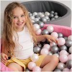 PLUSH NEST Loptice za bazen promjera 6 cm – 200 kom – biserne, srebrne i svijetlo roze - Slika 7