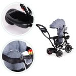 Ecotoys Tricikl s okretnim sjedalom 360, siva - Slika 6