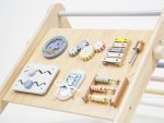 Montessori rastući Pikler trokut 3u1 s aktivnom pločom i 2u1 pločom - pastelni - Slika 3