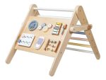 Montessori rastući Pikler trokut 3u1 s aktivnom pločom i 2u1 pločom - pastelni - Slika 2