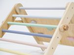 Montessori rastući Pikler trokut 3u1 s aktivnom pločom i 2u1 pločom - pastelni - Slika 9