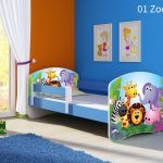 Dječji krevet ACMA s motivom, bočna plava 140x70 cm 01-zoo