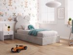 Tapecirani dječji krevet 90x200 sa sivim okvirom - Slika 3