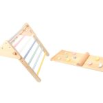 Drvena Pikler trokutasta Montessori ploča 2u1 pastelne boje