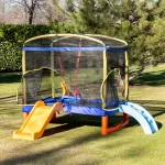 Trampolin Playground 200 cm Blue s toboganom, ljestvama i ljuljačkom