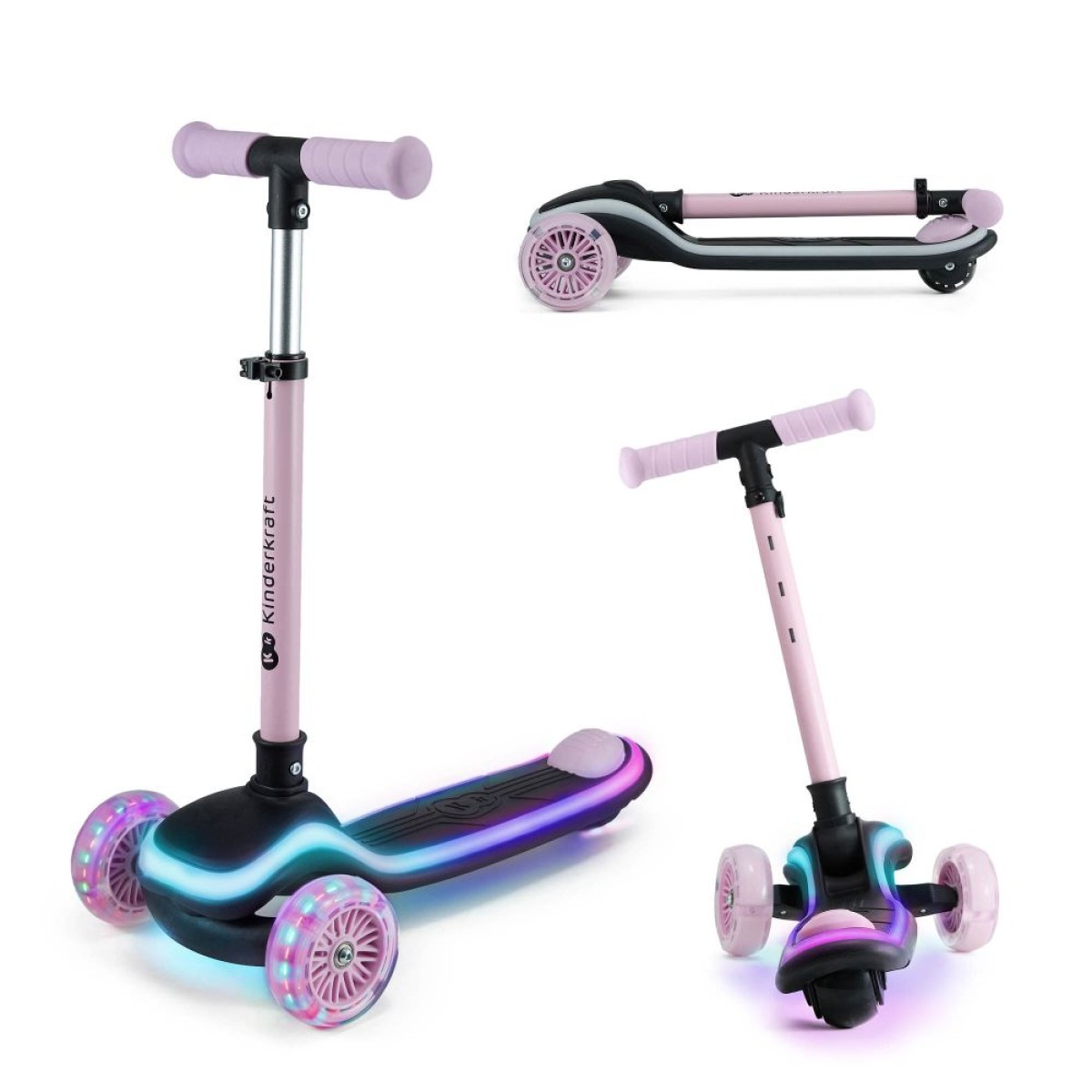01-kinderkraft-scooter-raket-pinkjpg-gallery-jpg (1) Kinderkraft romobil RAKET LED, Pink - Slika 1