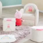 Peppa Pig dječja fotelja s naslonima za ruke Beige Velvet - Slika 3