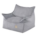 Dječja fotelja PLUSH NEST ROYA, siva, vrhunski kord