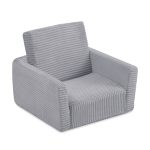 Dječja fotelja na razvlačenje PLUSH NEST CUBIE, naslonjač, ​​siva, vrhunski kord - Slika 8