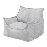 Dječja fotelja PLUSH NEST ROYA, siva, premium šenil