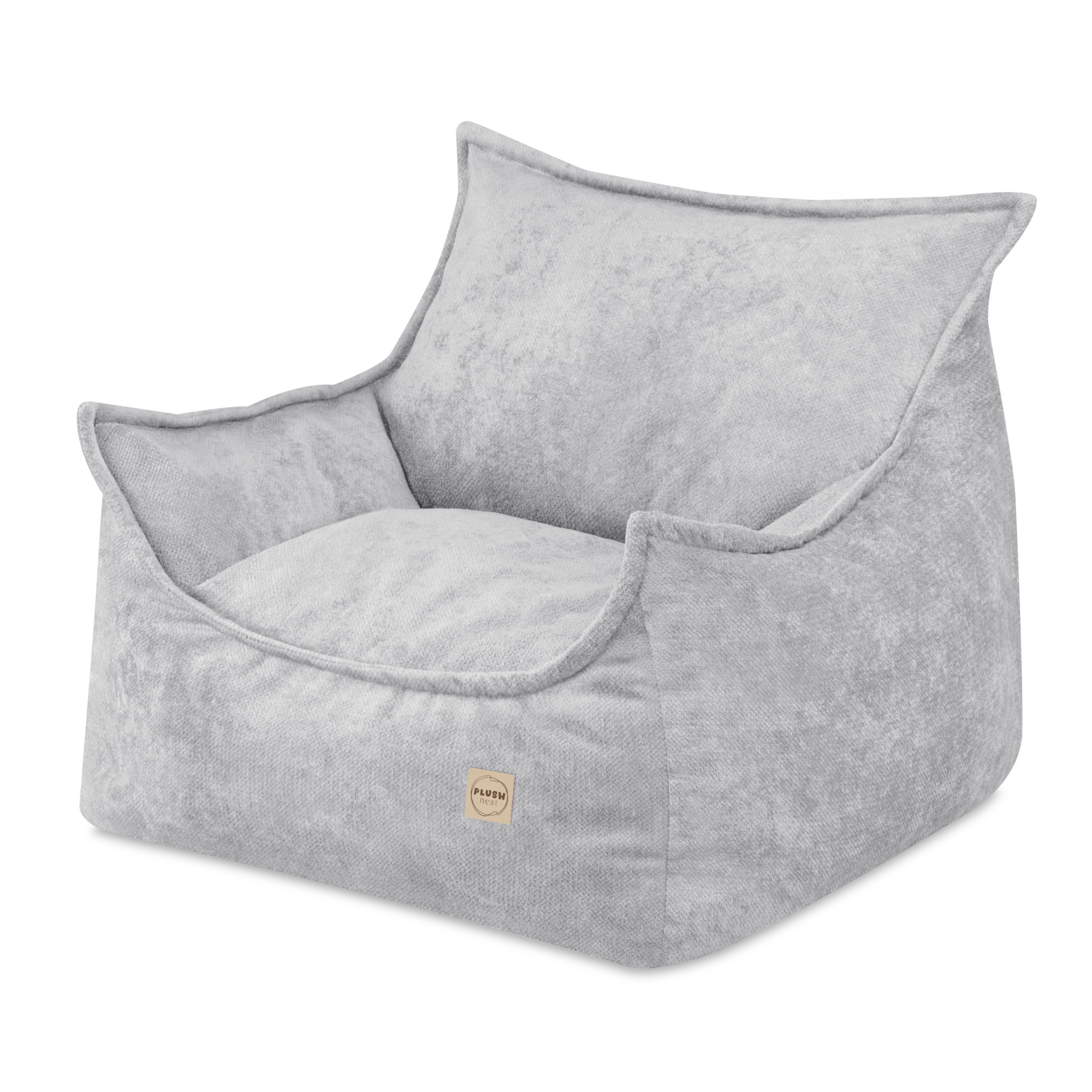 9aca8201e5ce65f83d0cde7a6bcdfe24 Dječja fotelja PLUSH NEST ROYA, siva, premium šenil - Slika 1