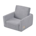 Dječja fotelja na razvlačenje PLUSH NEST CUBIE, naslonjač, ​​siva, vrhunski kord