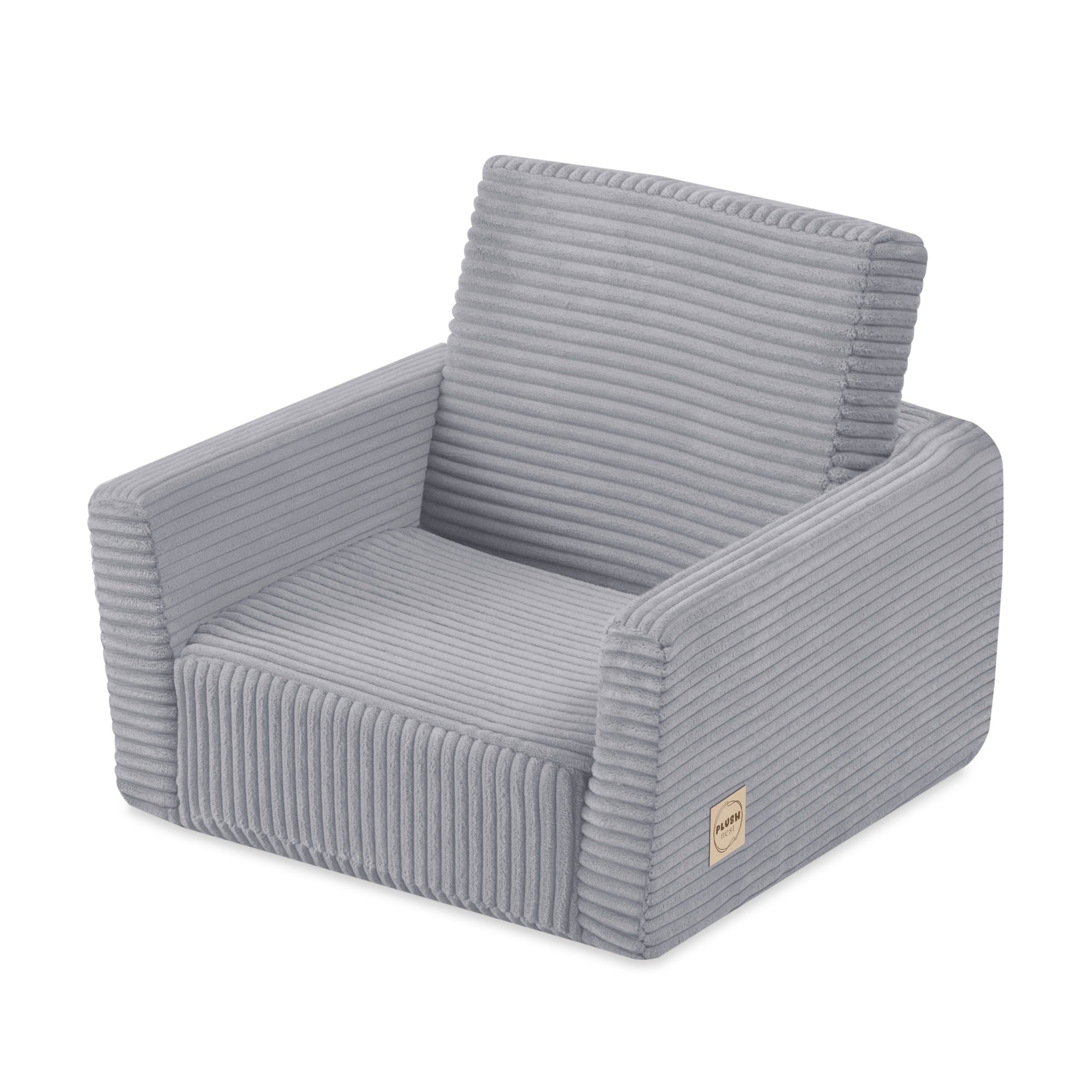 f082b306770aa0e927baf7bd147210a4 Dječja fotelja na razvlačenje PLUSH NEST CUBIE, naslonjač, siva, vrhunski kord - Slika 1