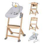 Kinderkraft hranilica Enock wooden + njihaljka Calmee siva