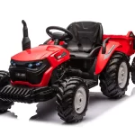 Električni dječji traktor 24 volta s prikolicom, crveni