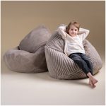 PLUSH NEST Sako fotelja za sjedenje, siva, vrhunski kord, vreća za sjedenje - Slika 4